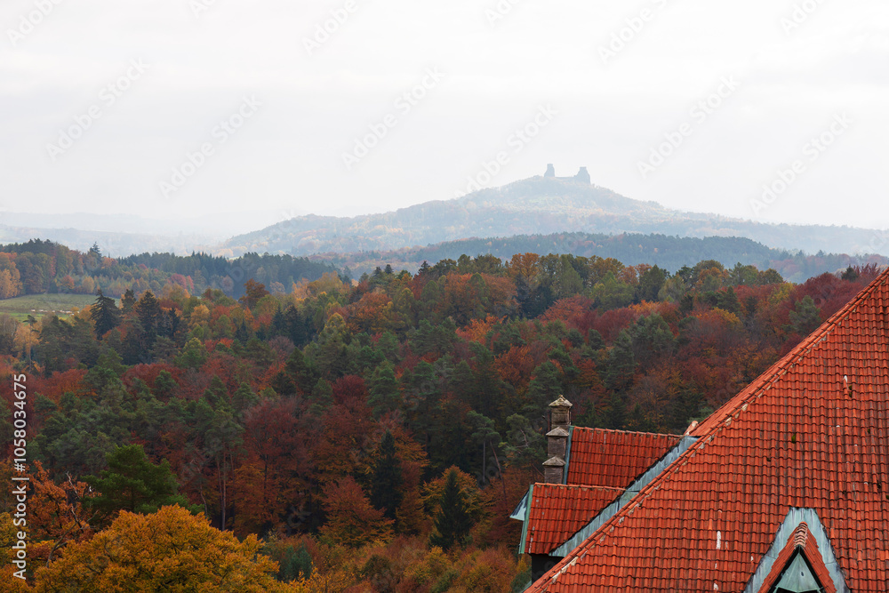 Colorful autumn Landscape in Bohemian Paradise, Czech Republic