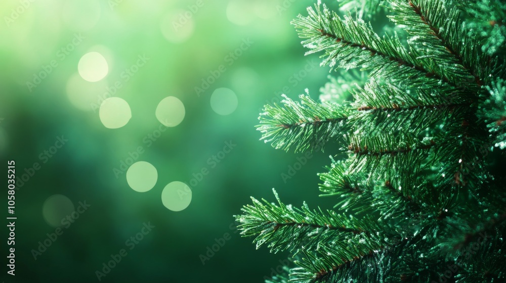 Christmas background. pine tree branch with a blurred green background, creating a serene, natural ambiance. copy spac Christmas background. pine tree branch with a blurred green background, creating a serene, natural ambiance. copy spac