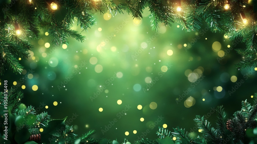 Christmas background. pine tree branch with a blurred green background, creating a serene, natural ambiance. copy spac Christmas background. pine tree branch with a blurred green background, creating a serene, natural ambiance. copy spac