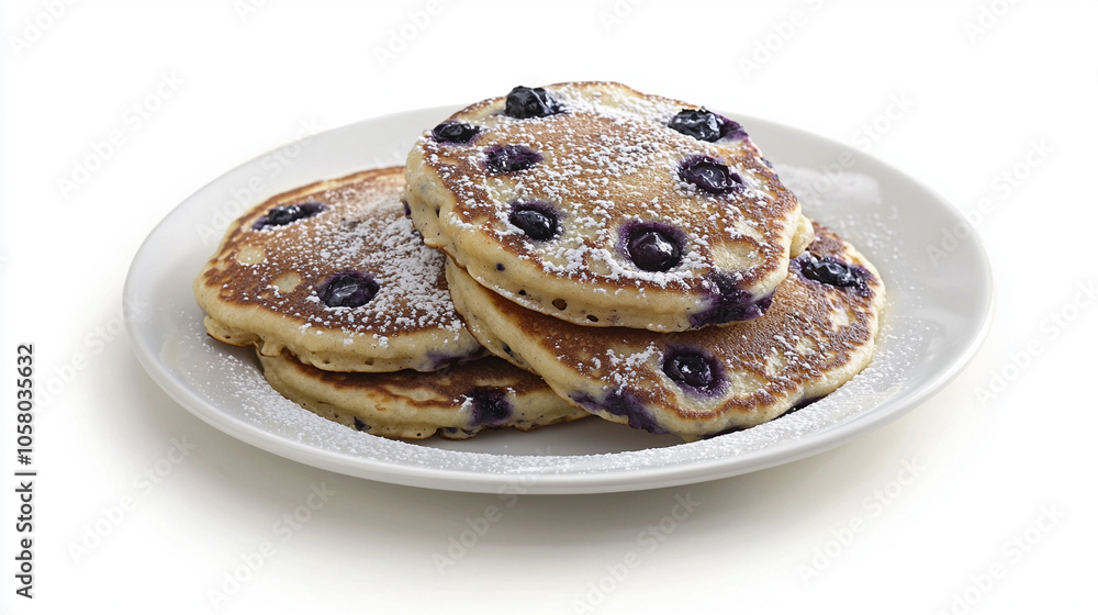 Stack of Blueberry Pancakes with Powdered Sugar Dusting Stack of Blueberry Pancakes with Powdered Sugar Dusting