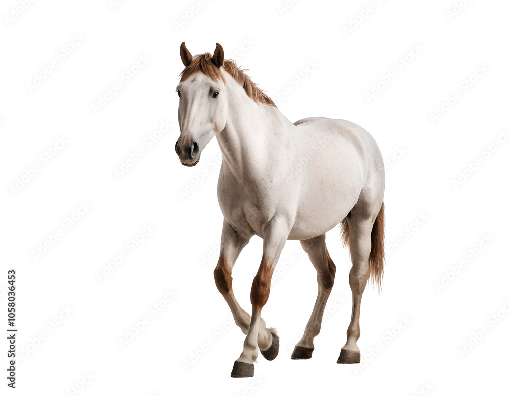 Obraz premium white horse png, horse walking, horse isolated on white transparent background