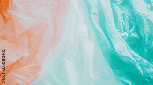 Wallpaper Mural Vibrant fabric texture featuring soft waves of orange and teal colors, ideal for backgrounds and creative design projects. Torontodigital.ca