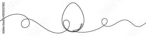 Continuous line drawing of an easter egg with a minimalist design. Vector illustration.