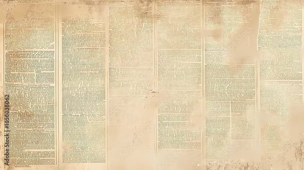 Obraz premium Old vintage newspaper background texture with space for text or images. aesthetic retro wallpaper design with aged paper. Vintage Newspaper Texture. Illustration