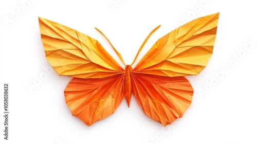 Vibrant Orange Origami Butterfly Art