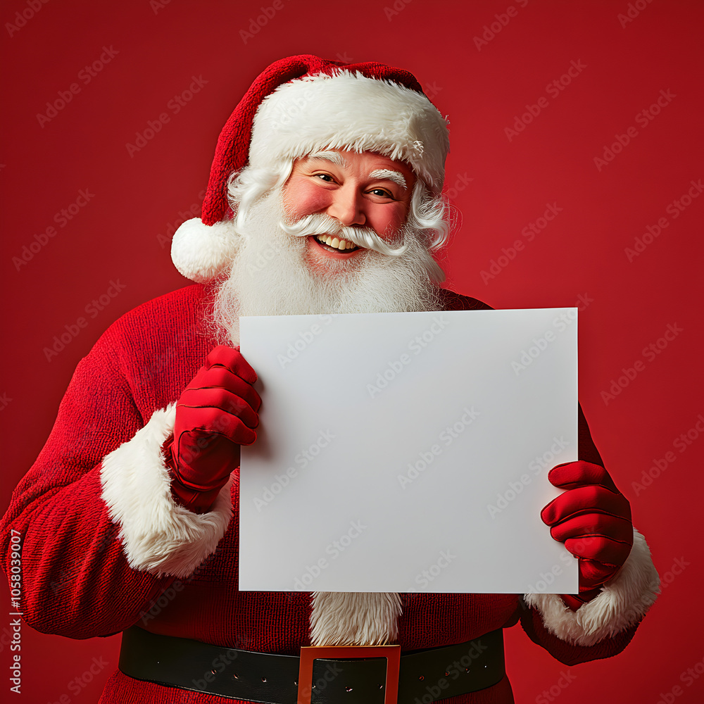 Naklejka premium Santa Claus holding a blank white sign mockup