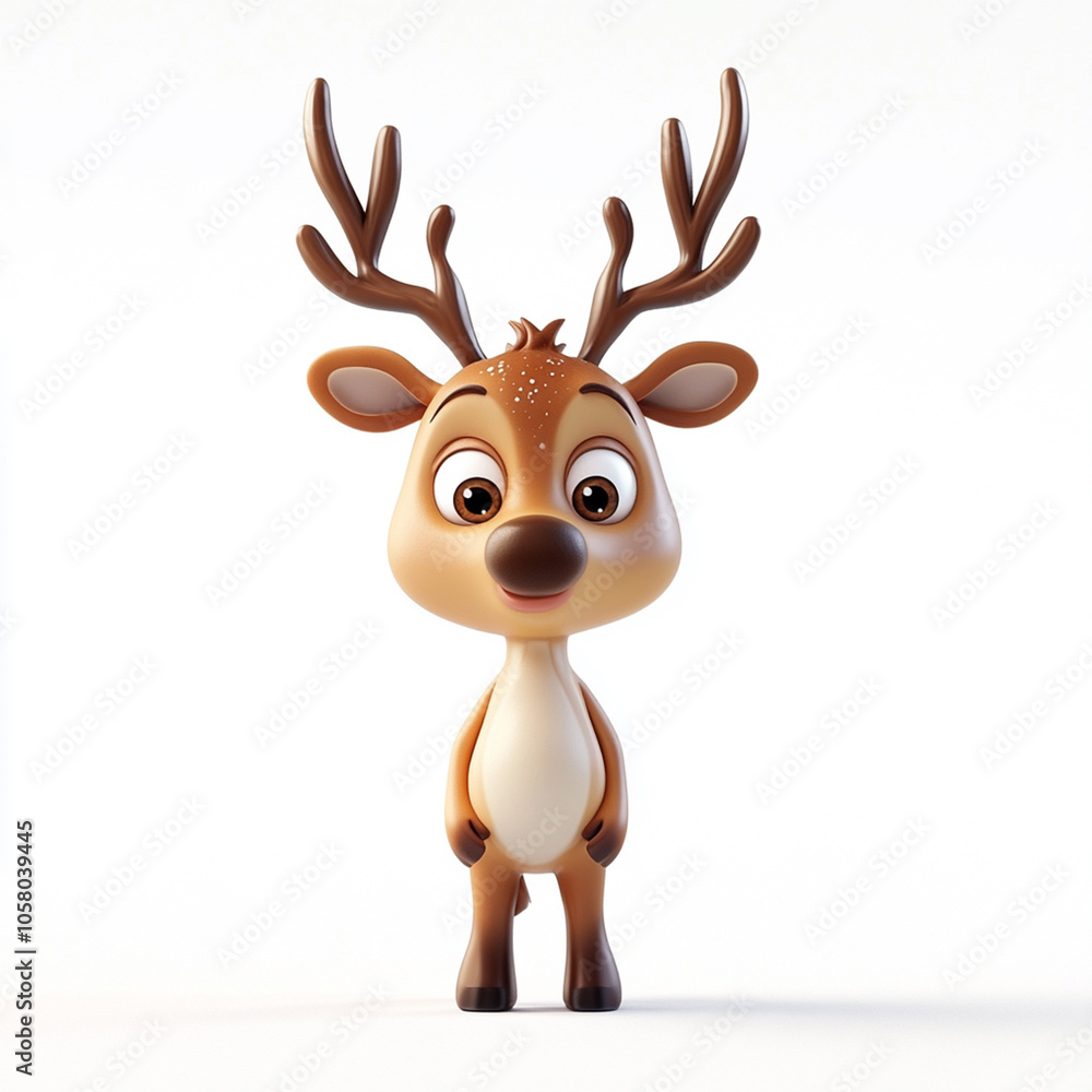 Cute cartoon deer character with a cheerful expression Cute cartoon deer character with a cheerful expression