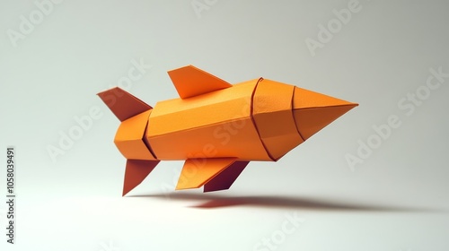 Colorful Paper Rocket Model in Dynamic Pose photo