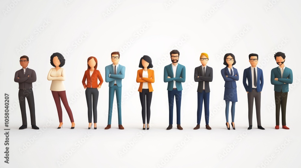 A diverse group of business professionals standing confidently, showcasing teamwork and collaboration in a modern office setting. A diverse group of business professionals standing confidently, showcasing teamwork and collaboration in a modern office setting.