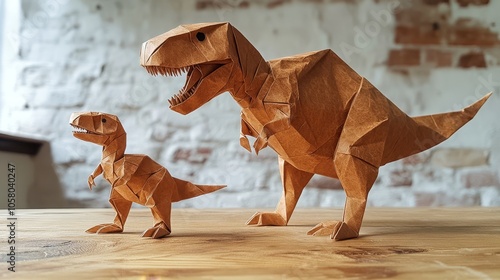 Origami Dinosaurs: T-Rex and Baby Dinosaur Models