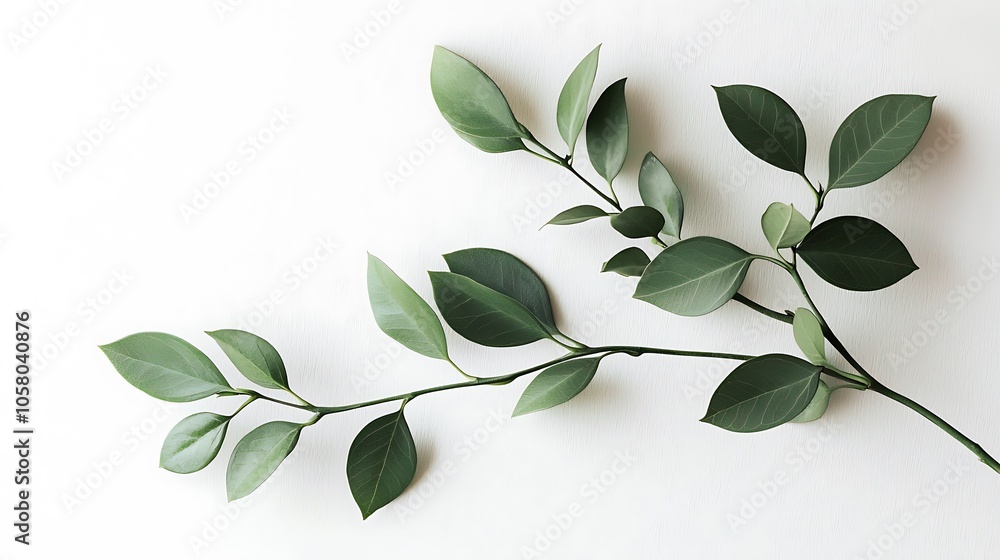a?? Minimalist white background adorned with green leaves, symbolizing freshness. a?? Minimalist white background adorned with green leaves, symbolizing freshness.