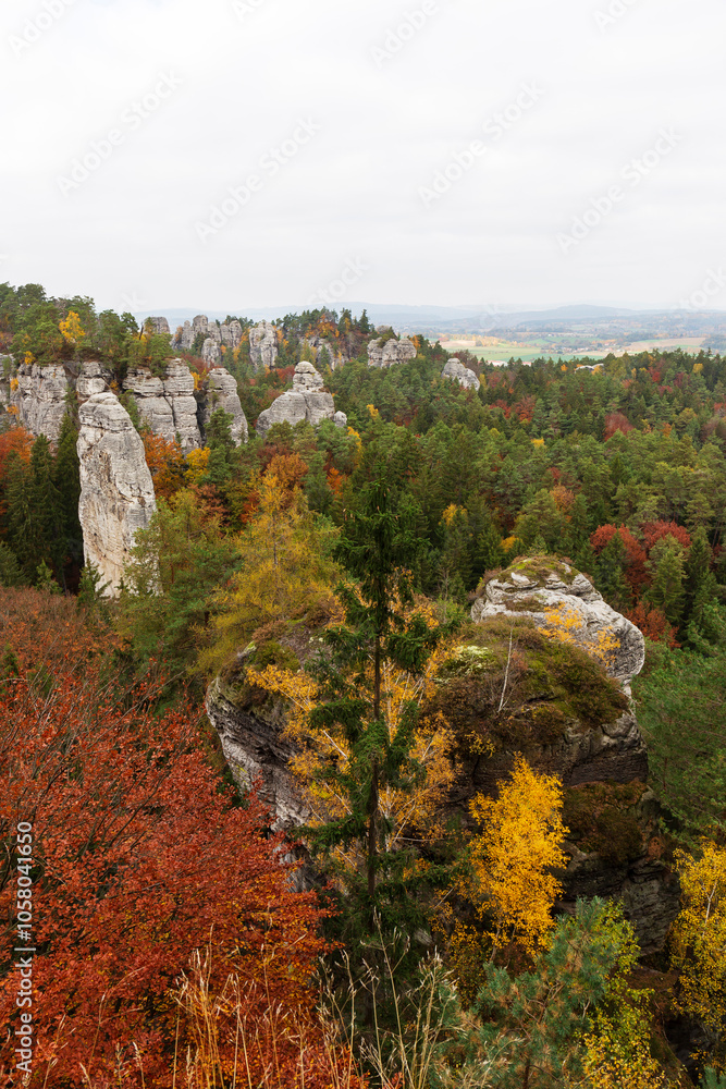 Colorful autumn Landscape in Bohemian Paradise, Czech Republic