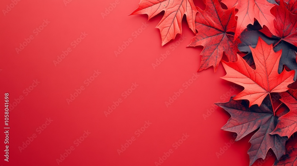 Vibrant Red Autumn Leaves on a Bold Background Vibrant Red Autumn Leaves on a Bold Background