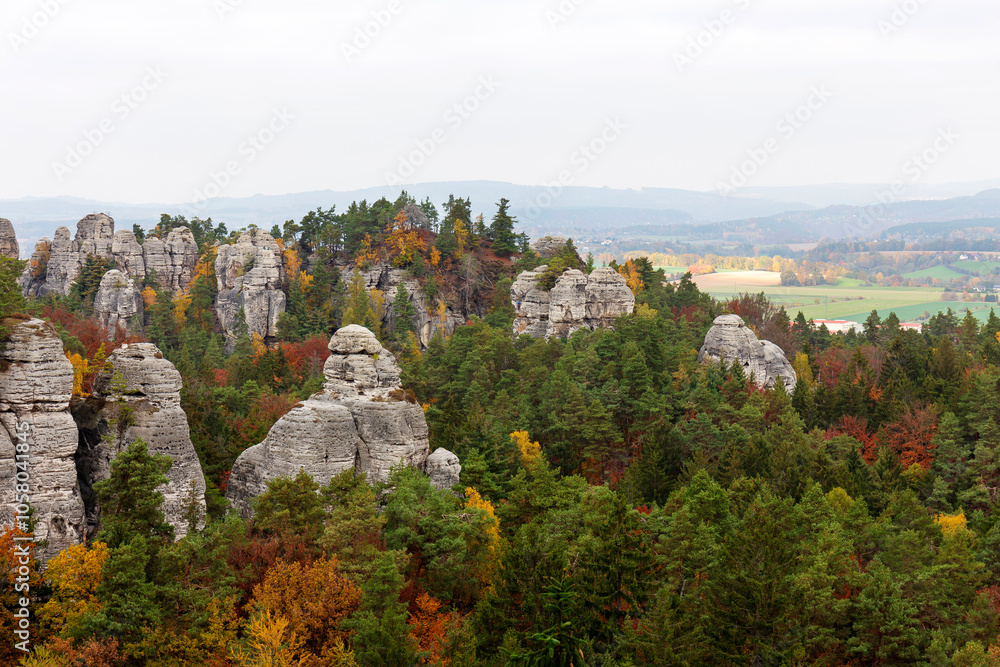 Colorful autumn Landscape in Bohemian Paradise, Czech Republic