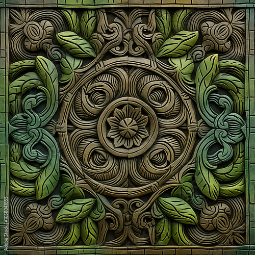 Leave pattern on stone