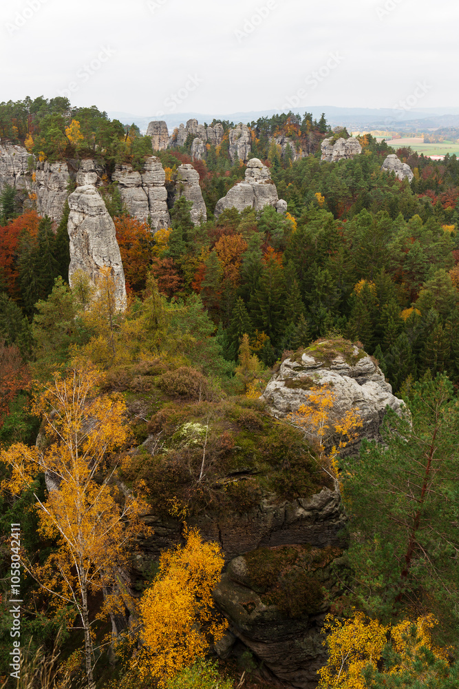 Colorful autumn Landscape in Bohemian Paradise, Czech Republic