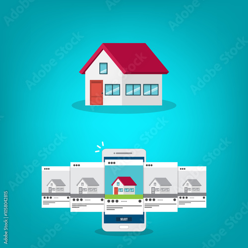 Wallpaper Mural House searching. Smartphone with mobile application for realtors. Deals with real estate and private property. Apartment purchase.	 Torontodigital.ca