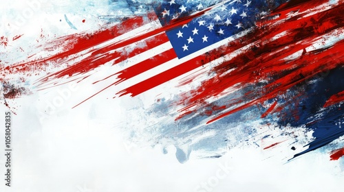 Abstract American Flag Art with Bold Brush Strokes