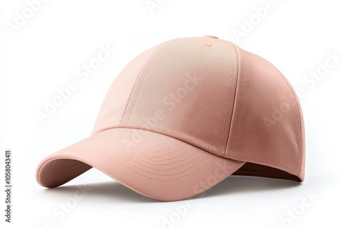 Smooth pink baseball cap isolated on white background photo