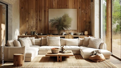 Wallpaper Mural Modern Interior of Stylish Living Room ,Wall Mock Up, Frame , Poster with Beautiful Background, 3d render Torontodigital.ca