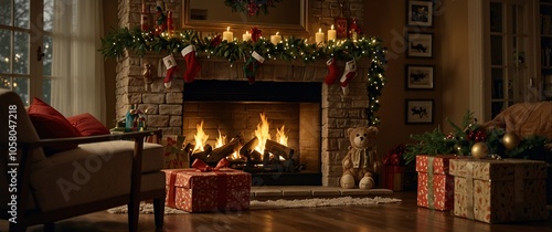 Cozy Christmas Fireplace Scene 