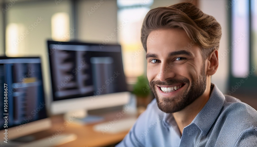 Obraz premium Junger Mann im Büro