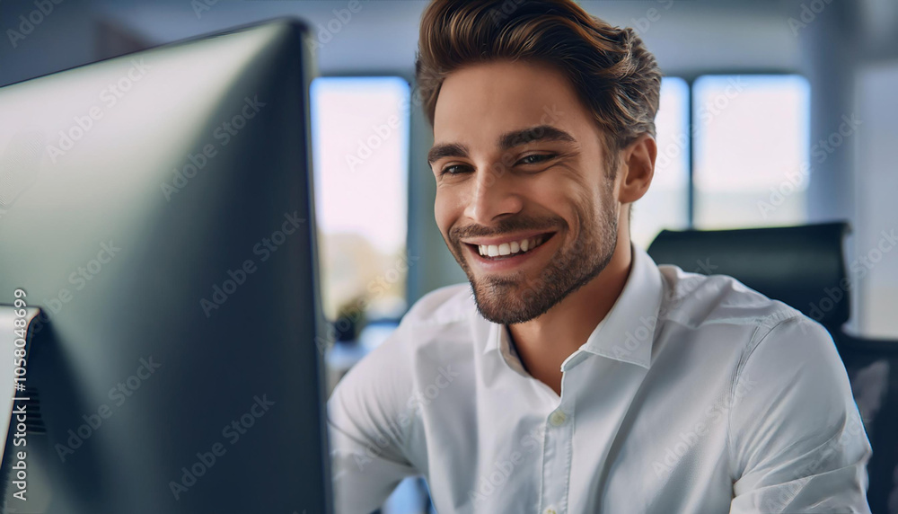Obraz premium Junger Mann im Büro