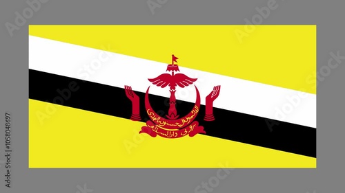 Brunei country flag shapes and elements construction animation