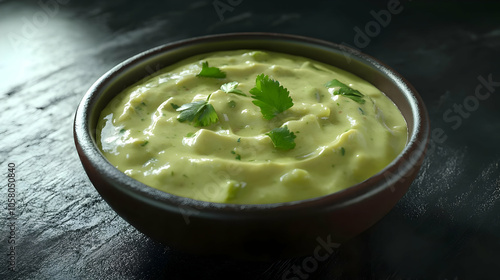 Creamy Green Dip with Cilantro Garnish - Close-up