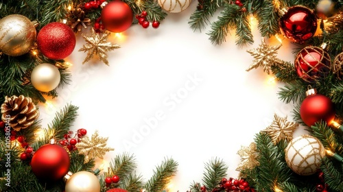 Christmas lights and decorations adorn the frame, which leaves room for your words on a white background.