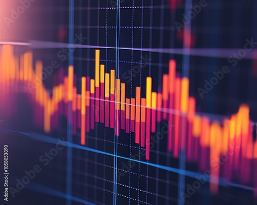 Closeup of a computer screen showing a graph of financial data.