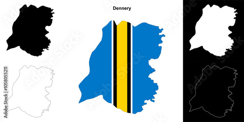 Dennery district outline map set