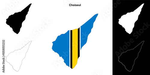 Choiseul district outline map set photo