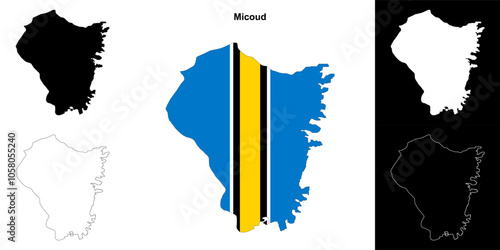 Micoud district outline map set