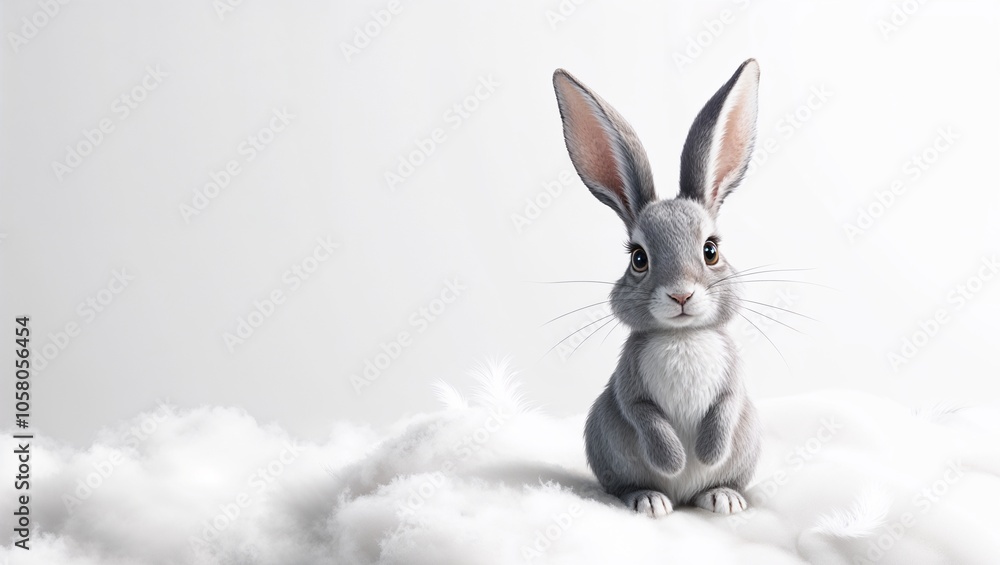 A small gray bunny sitting on a fluffy cloud, creating a dreamy and whimsical scene with a soft, pastel background.
A small gray bunny sitting on a fluffy cloud, creating a dreamy and whimsical scene with a soft, pastel background.