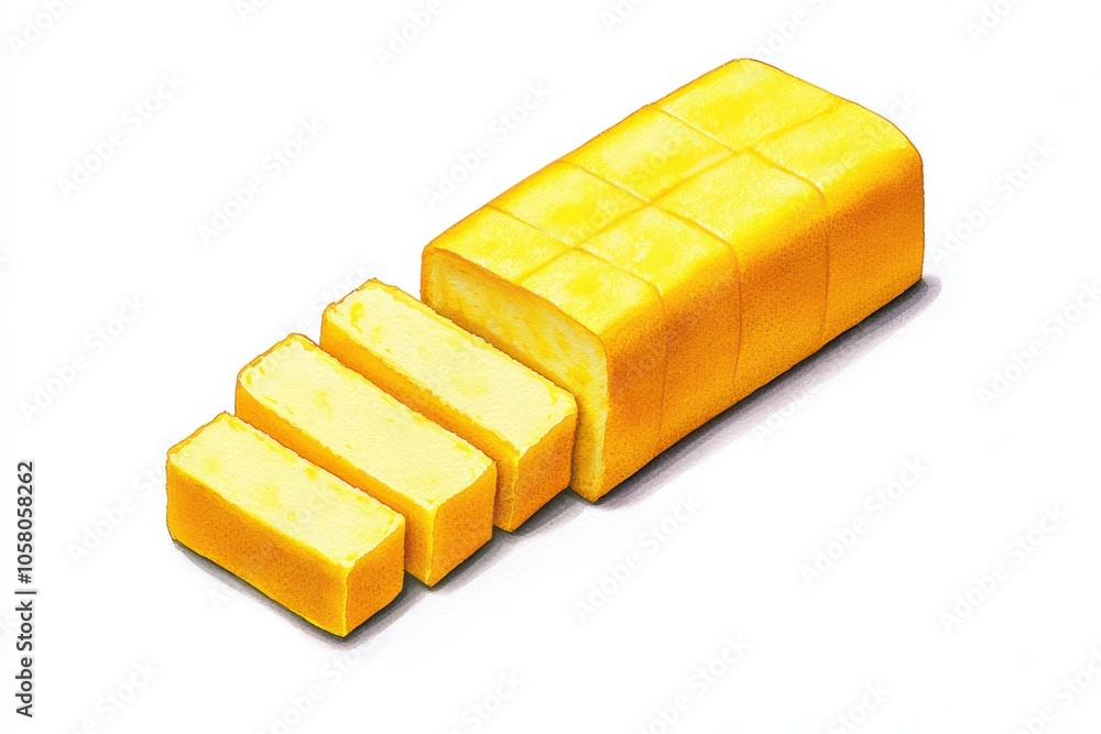 Sliced block of yellow cheese with a smooth texture on a white isolated background. Sliced block of yellow cheese with a smooth texture on a white isolated background.