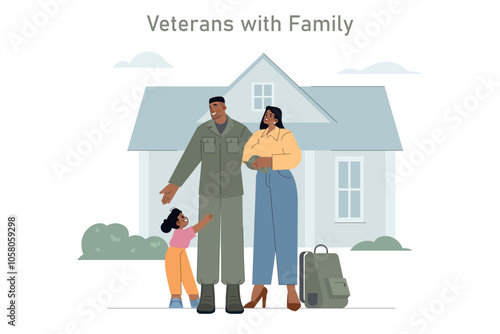 Salute to the Veteran. Flat Vector Illustration