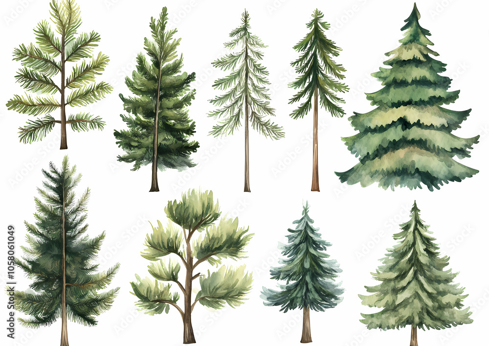 set of fir branches set of fir branches