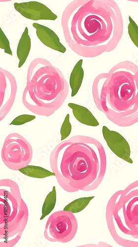 Simple Watercolor Roses in Muted Pink and White Tones