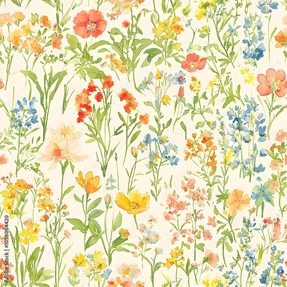 Soft Pastel Wildflower Watercolor Arrangement Soft Pastel Wildflower Watercolor Arrangement