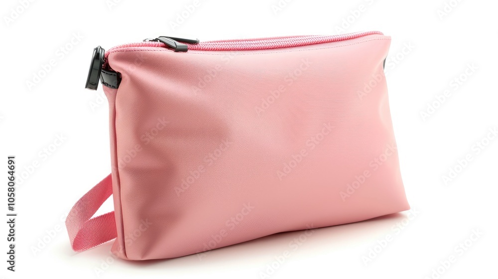 Pink cosmetics bag isolated on white background Pink cosmetics bag isolated on white background