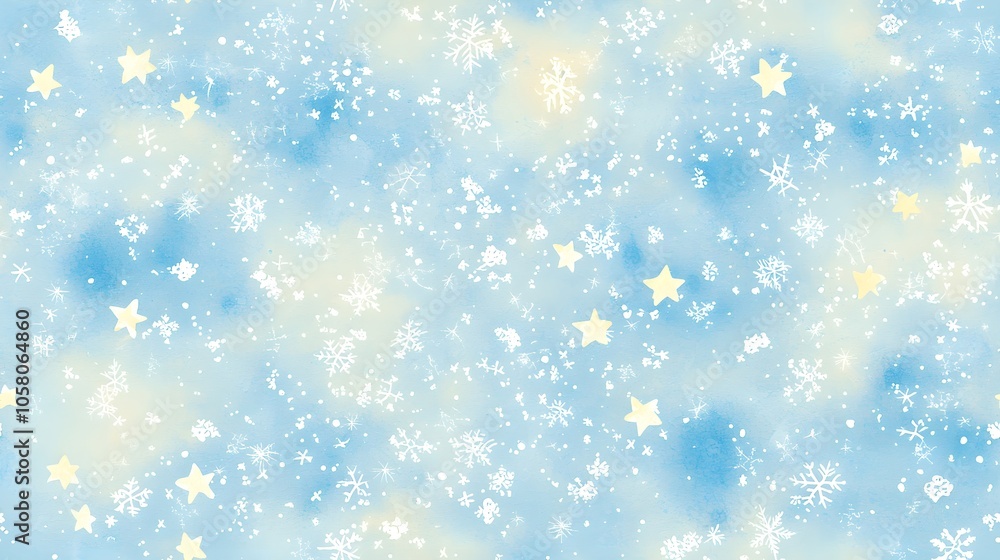 Fototapeta premium Tiny Minimalist Watercolor Christmas Stars Design