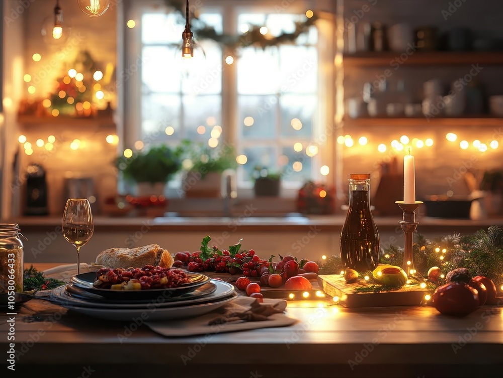 Preparing holiday meals with glowing AR cooking guides, cozy indoor kitchen, soft warm lighting, photorealistic Preparing holiday meals with glowing AR cooking guides, cozy indoor kitchen, soft warm lighting, photorealistic