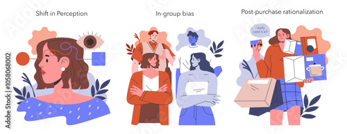 Cognitive Bias. Flat Vector Illustration