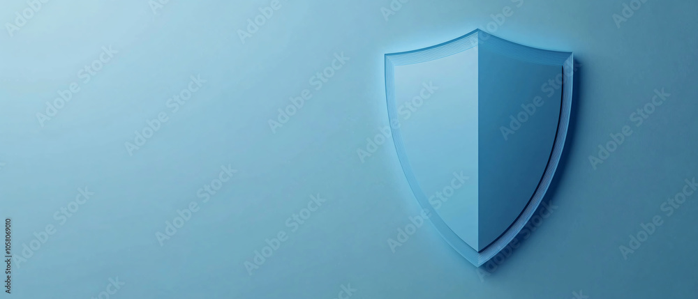 Blue Shield Symbol on a Light Blue Background, Representing Security and Protection, Representing Secu Blue Shield Symbol on a Light Blue Background, Representing Security and Protection, Representing Secu