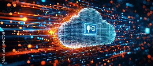 Flat Design Cloud with RSA Encryption Securing Data in the Digital Age photo