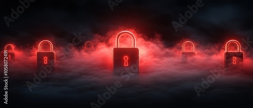 Exploring the Intricacies of RSA Encryption A Hyperrealistic Representation of Secure Cloud Locks in a Digital Realm photo