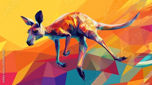 Vibrant Kangaroo in Geometric Style photo