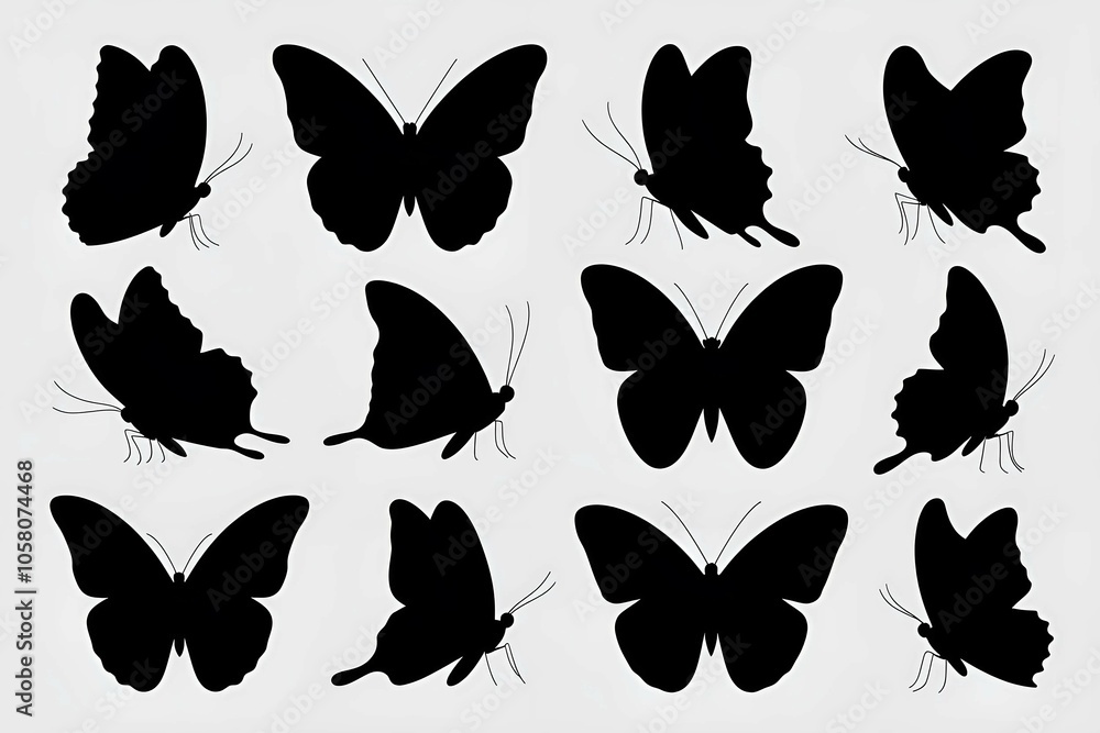 Fototapeta premium Elegant Butterfly Silhouette Collection in Vector Format