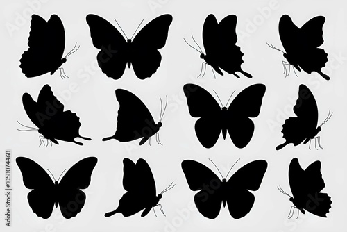 Elegant Butterfly Silhouette Collection in Vector Format